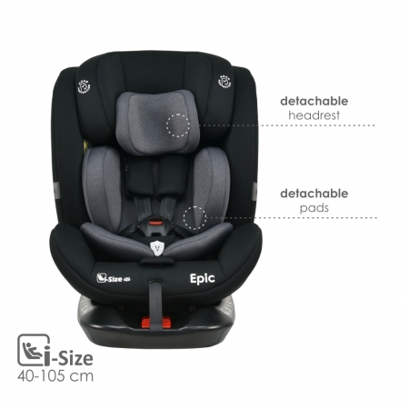 ΚΑΘIΣΜΑ ΑΥΤOKINHΤΟΥ EPIC ISOFIX I-SIZE 360° BLACK