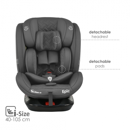 ΚΑΘIΣΜΑ ΑΥΤOKINHΤΟΥ EPIC ISOFIX I-SIZE 360° SMOKED GREY