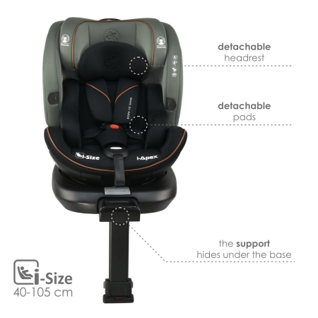 CAR SEAT I-APEX I-SIZE 360° 40-150cm GREEN