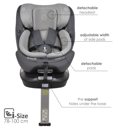 CAR SEAT NOBILE I-SIZE 360° 40-150cm GREY ICE