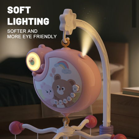 ΜΟΥΣΙΚΟ ΚΡΕΒΑΤΙΟΥ ΜΕ ΦΩΣ CARTOON BEAR PINK