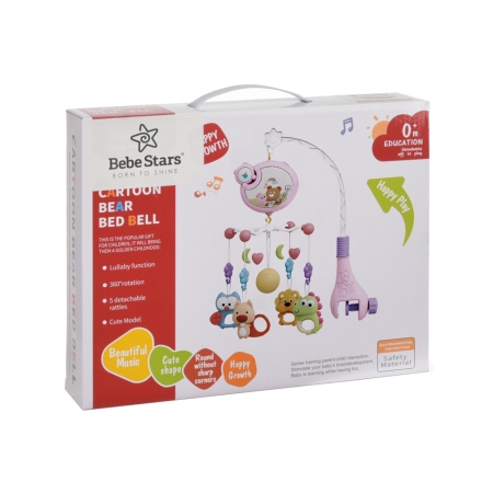 ΜΟΥΣΙΚΟ ΚΡΕΒΑΤΙΟΥ ΜΕ ΦΩΣ CARTOON BEAR PINK