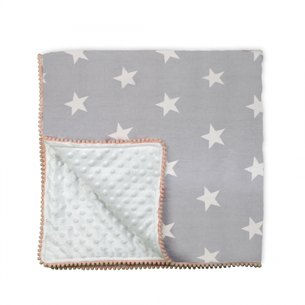 Fleece Blanket with pom-pom Stars 3073 - image 3073-2-600x600 on https://www.bebestars.gr