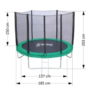 Trampoline with net 185cm Green 646-174 - image 646-174-dimensions-180x180 on https://www.bebestars.gr